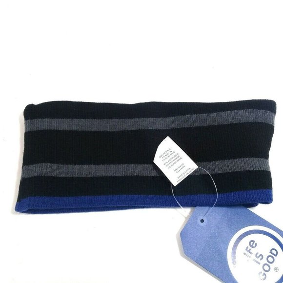 NEW Life is Good Unisex Stripes Reversible Knit Dusty Blue/Black-Gray H… - Picture 4 of 4